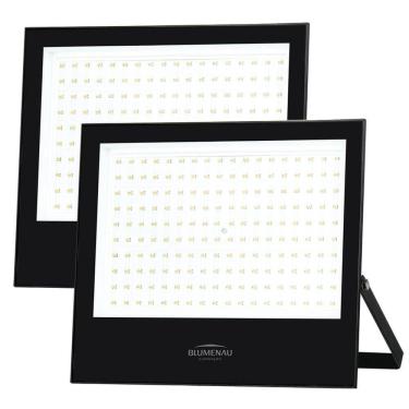 Imagem de Kit 2 Refletor Blumenau De Led Slim 200W 6500K Preto Bivolt