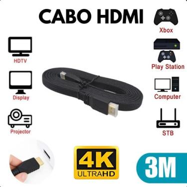 Imagem de Cabo HDMI 3 Metros Alta Velocidade Ultra HD 4K Entrega Rápida Filmes T