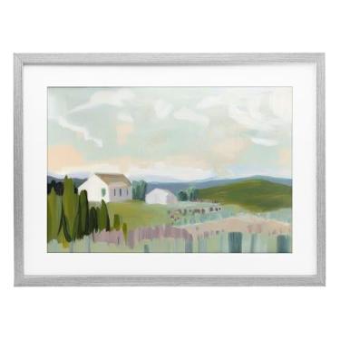 Imagem de Stupell Industries Hillside Haven Cottage Impressão emoldurada cinza sob vidro design por Elara Yasna, 35,5 x 50,8 cm