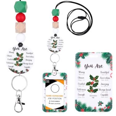 Imagem de Cordão de flores de nascimento personalizado - Suporte de crachá de identificação cristã com contas de silicone com cordão para mulheres enfermeiras professoras escritório