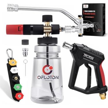 Imagem de Ofloton Pistola de espuma para lavadora de pressão e acessório de conector duplo, pistola de lavagem de energia curta e canhão de espuma e kit de lavagem de carro de fixação de ponta dupla, conector
