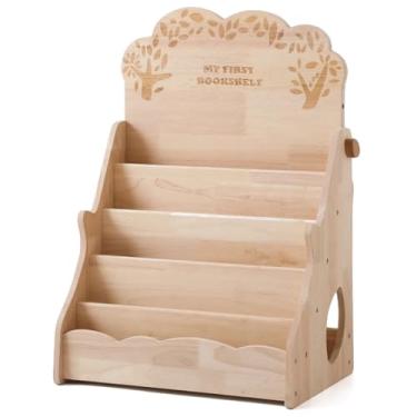 Imagem de Estante para sala de aula, prateleira de madeira de borracha, 5 andares, estante infantil com quadro-negro, estante durável, prateleira de livros para crianças