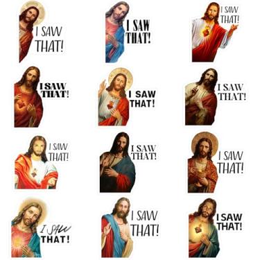 Imagem de Xuhal 12 peças de ímã de geladeira I Saw That Christ Ímãs para carro decalques cristãos decoração porta cruzeiro veículo caminhão laptop garrafa de água para-choque skate suprimentos