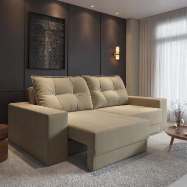 Imagem de Sofá Luca Retrátil 3 Lugares 2,00m em Suede - CIALAR MÓVEIS, BEGE