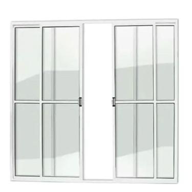 Imagem de Porta Sacada 4 Folhas Aluminio Branco C/Trinco 2,10x1,50 