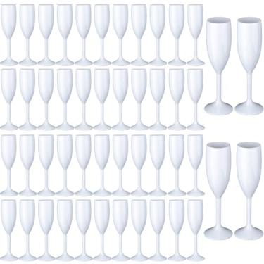 Imagem de Rkyhwowby Taça de acrílico para flauta de champanhe, reutilizável, inquebrável, taças de champanhe para despedida de solteira, casamento, chá de noiva (48, branco)