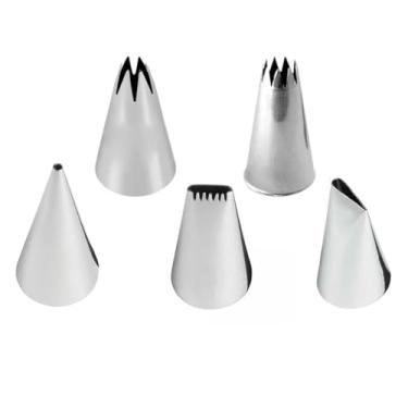 Imagem de Kit 5 Bicos Para Confeitar, Perlê 1, M Reto 3, M Reto 2, Serra 1 e Petala "C001"