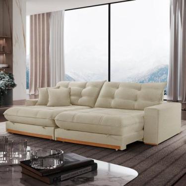 Imagem de Sofá Retrátil 4 Lugares 290cm Linho Belize - Le estofados