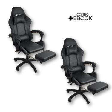 Imagem de Kit 2 Cadeiras Gamer Stillus Ergonômica com Apoio Para os Pés com Eboo