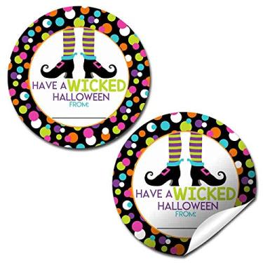 Imagem de Etiquetas adesivas Halloween Witch Feet Thank You, 40 adesivos de círculo de festa de 5 cm Wicked Halloween ótimos para lembrancinhas de festa, selos de envelope e bolsas de brindes por Amanda