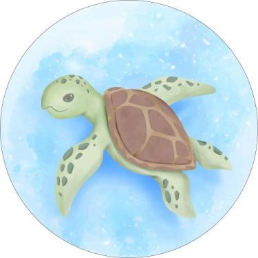 Imagem de Painel De Tecido Sublimado Redondo Tartaruga Aquarela C/Elástico - Fab