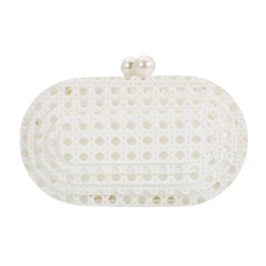 Imagem de Bolsa embreagem PENGZHI acrílico de vime tecida branca para mulheres