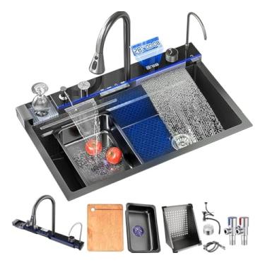 Imagem de Cuba Para Cozinha Moderna Gourmet Completa Inox Led Ambiente (Cinza Escuro)