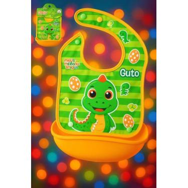 Imagem de Babador Infantil com Pega Migalhas Impermeável Ajustável Refeição Bebê