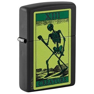 Imagem de Zippo Isqueiro de bolso preto fosco esqueleto criatura