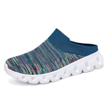 Imagem de Jakcuz Tênis masculino Mules frente única, respirável, aberto nas costas, casual, chinelos masculinos, Azul pavão, 13 Narrow