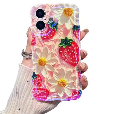 Imagem de VCTERFK Capa para iPhone 17, flor de pintura a óleo retrô colorida requintada, moldura ondulada com padrão brilhante, macia, durável, à prova de choque, proteção para câmera para iPhone 17, para