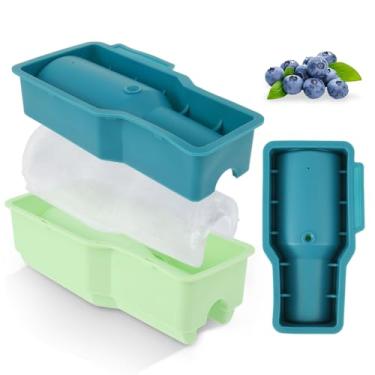 Imagem de HSHGZSR 2 peças de molde de gelo de silicone para copo de derretimento lento, molde criativo de cubos de gelo, bandeja de cubo de gelo com tampa, molde de cubo de gelo, fácil liberação para água e