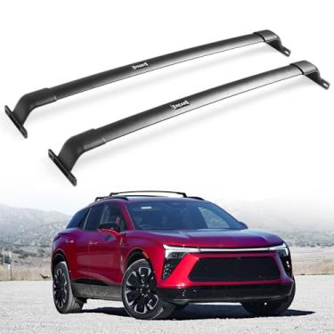 Imagem de Snailfly Barras transversais de teto adequadas para Chevrolet Chevy Blazer 2019 2020 2021 2022 2023 2024 2025 barras transversais pretas para porta-bagagens, suporte de caiaque, suporte de bicicleta