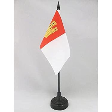 Imagem de Bandeira de mesa Castile-La Mancha 10 cm x 15 cm - Região espanhola de Castilla-La Mancha Bandeira de mesa 15 x 10 cm - Bastão e base de plástico preto - AZ FLAG