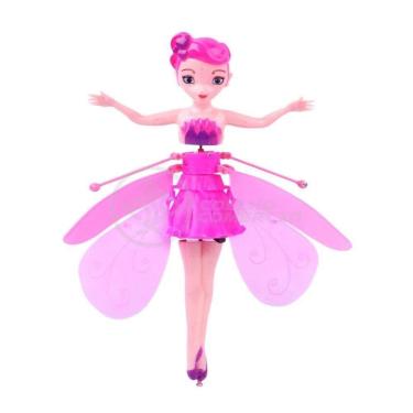 Imagem de Boneco Princesa Aerocraft Fada Voadora Rosa 19Cm C/ Luz
