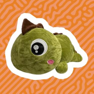 Imagem de Dinossauro de Pelúcia Deitado Olhos Redondos Verde, Grande, ursinho de pelúcia, pelúcia fofa
