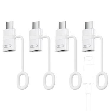 Imagem de MoKo Pacote com 4 adaptadores Lightning para USB C, adaptador USB-C para Lightning com 60W PD de carregamento rápido para iPhone 15/16/16 Pro Max/Plus, Galaxy S24, iPad, loop antiperda, não serve para