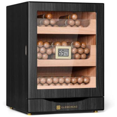 Imagem de Umidor de Charutos GLENCREAG MET1031 para 100 a 150 Charutos, Revestimento em Cedro Espanhol, Porta Magnética, 31 Gavetas Grandes