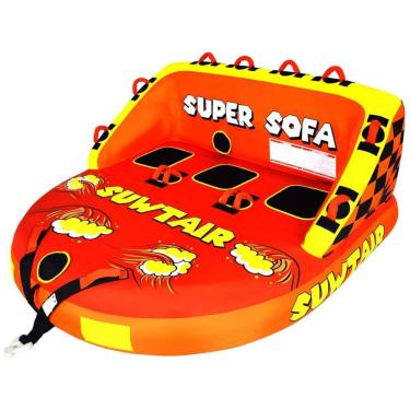 Imagem de Boia Rebocável para até 3 Pessoas com Pontos de Reboque e Capa de Nylon 840D Espessa e Resistente, SUWTAIR, Vermelho e Amarelo