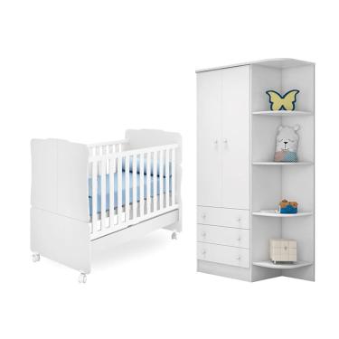 Imagem de Guarda Roupa 2 Portas e Berço Mini Cama Amore Branco