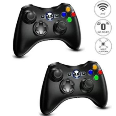 Imagem de Kit 2 Controles Compatível Xbox360 Manete Sem Fio Anti Queda