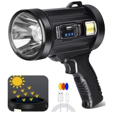 Imagem de Lanterna LED Recarregável com Painel Solar e 90.000 Lúmens, JSKNB, Preta