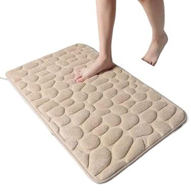 Imagem de Kit Tapete de Banheiro Absorvente e Antiderrapante 60x40cm - Secagem Rápida, Super Macio e Confortável (PARALELEPIPEDO BEGE,2 PEÇAS)