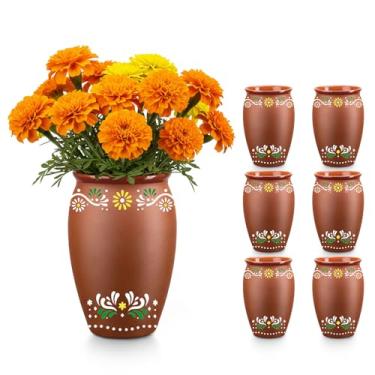 Imagem de SUN GKOTTA 6 peças 444 ml Cantaritos De Barro Bulk, Jarritos De Barro Mexicanos Copos de coquetel de cerâmica mexicana, canecas de argila mexicana natural taças de taco terça-feira para tequila