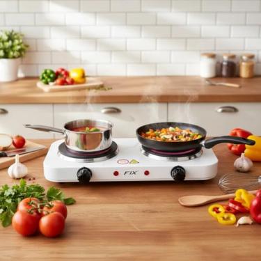 Imagem de Fogão mini Fogareiro Elétrico Portátil 2 Bocas Camping Cooktop De Mesa Cozinha, 2000W, 5 Níveis de Temperatura 110V 127V