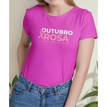 Imagem de Camiseta Camisa de Algodão Adulto Masculina Feminina  Outubro Rosa Pre