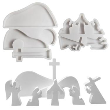 Imagem de Moldes de silicone de Natal, conjunto de moldes de vela de presépio da família Jesus, moldes de resina para fundição epóxi faça você mesmo, decoração religiosa para festas domésticas, suprimentos (F)