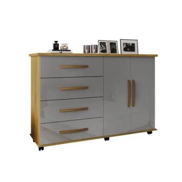 Imagem de Cômoda Bali 4 Gavetas 2 Portas com Rodinhas Mel Grafiti Primus