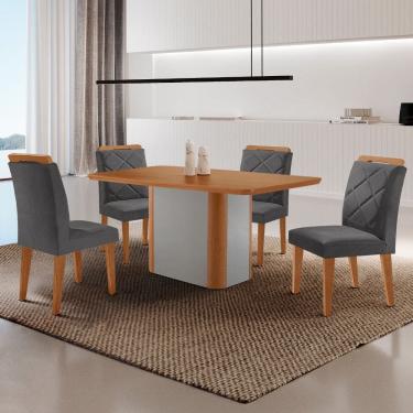 Imagem de Mesa de Jantar Isadora Tampo 120cm MDF Canto Copo e 4 Cadeiras Melissa Moderna Mobilia
