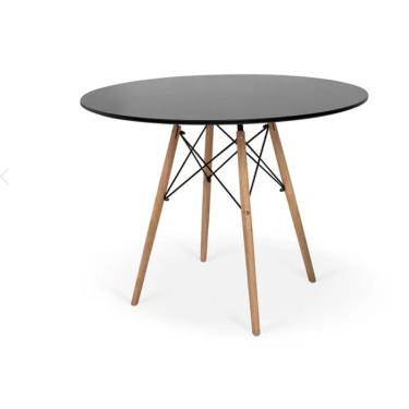 Imagem de Mesa Jantar Cozinha Eames Eiffel Com Tampo Laminado 80 Cm - Preto