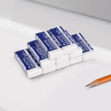 Imagem de 10 peças, borrachas de lápis, borrachas brancas grandes para escritório escolar, borrachas de arte para desenho, (4,9 x 2 x 1 cm) branco