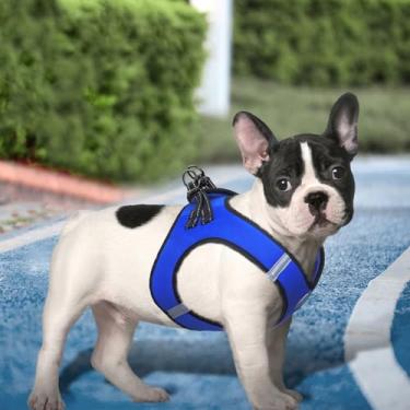 Imagem de Peitoral antipuxão para cães pequenos – colete de tecido Oxford durável com tiras refletivas, malha respirável, fácil de usar azul escuro PP (pescoço: 23,5 cm - 25,5 cm, peito: 28,5 cm - 30,5 cm)