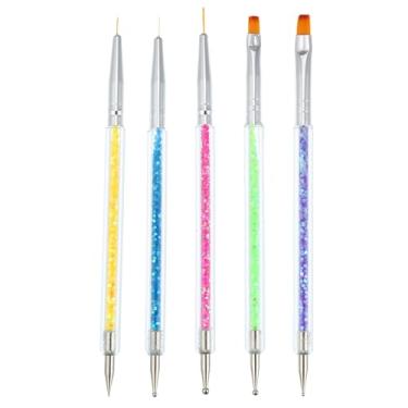 Imagem de Pincéis de arte de unhas de ponta dupla, kit de ferramentas de design de unhas com alça brilhante, incluindo pincel de delineador de unhas e canetas de pontilhamento de unhas