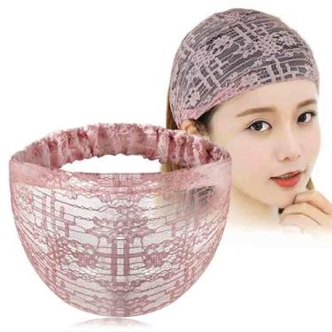 Imagem de Bandanas de cabelo florais elegantes para mulheres de renda larga acessórios de cabelo boho acessórios de cabelo elásticos