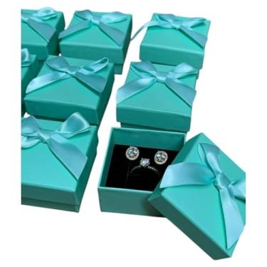 Imagem de 12 a 24 un. Caixinha papel 5x5 cor PRETA, VERDE, CREME, ROSA bijus semi joias (ja vem montadas) (24,Verde)