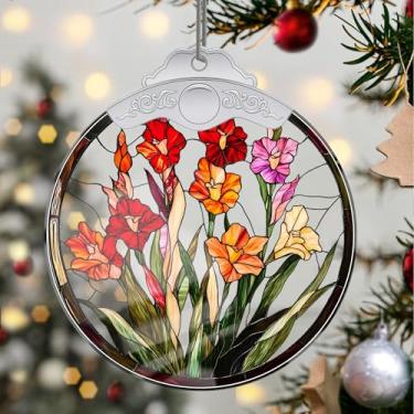 Imagem de Enfeites de Natal, flores de cristal, enfeites de árvore de Natal feitos à mão, decoração de carro e casa - presentes de Natal, decoração de artesanato em acrílico, ideias de troca de presentes para