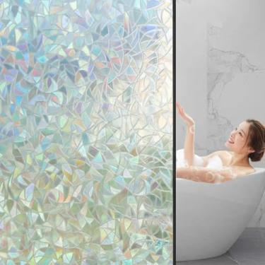 Imagem de Película de privacidade para janela de 11,8 x 78,7 polegadas – Película de vitral fosco com aderência estática para decoração de casa ou sala de aula, proteção UV, reutilizável sem resíduo