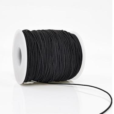Imagem de Cordão elástico para pulseiras, cordão elástico resistente de 1 mm x 100 metros para fazer joias, colares, miçangas - preto