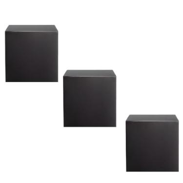 Imagem de Kit 3 Cubo Tablado Para Vitrine Base Para Lojas Fotos MDF Preto 30x20x20cm