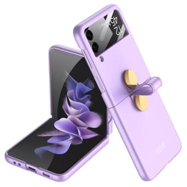 Imagem de Capa de proteção contra quedas para Samsung Galaxy Z Flip 4 5G Flip3 Flip4 Flip 3 5 flip5 Zflip3 Zflip4 Filme de vidro de lente, roxo, para Samsung z flip 3